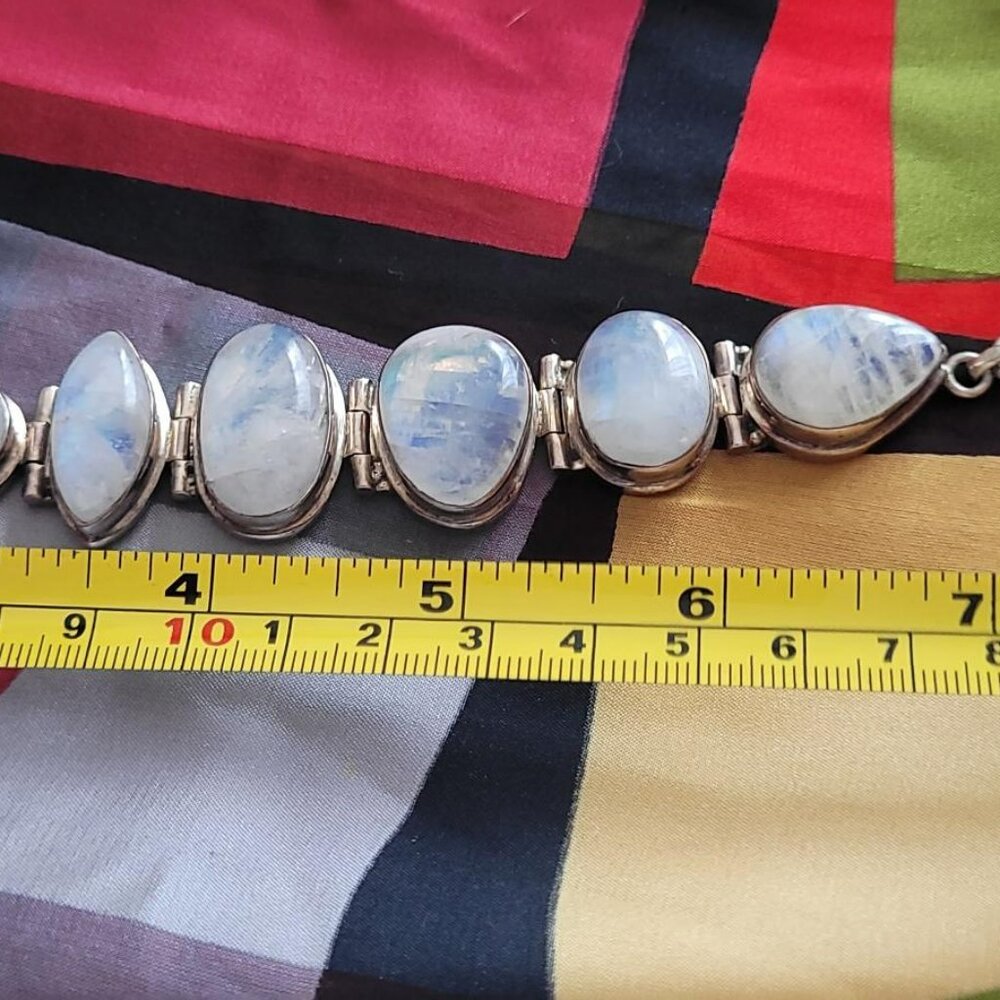 Rainbow Moonstone Sterling Silver Bracelet